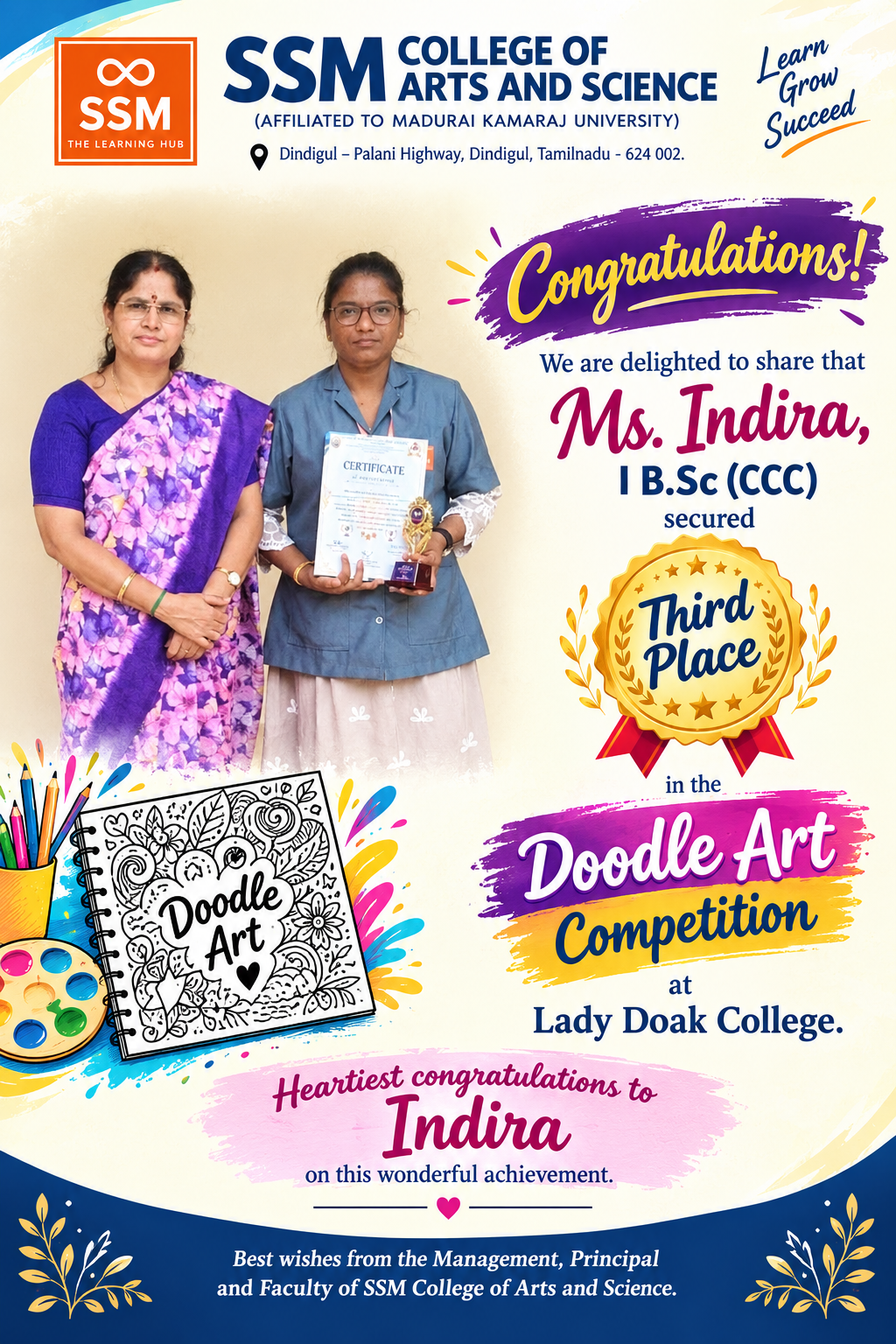 SSM College Doodle Art Congratulations Poster